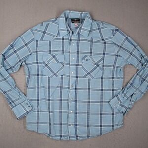 Flying R Ranchwear Ruddock Mens XXL Blue Plaid Western Pearl Snap Shirt USA Made